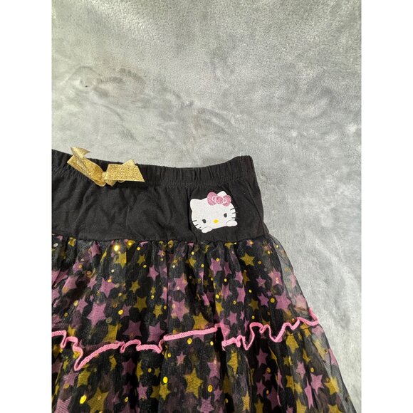 Hello Kitty Skirt Girl's Large 10/12 black, pink and gold ruffled skirt - Picture 4 of 8